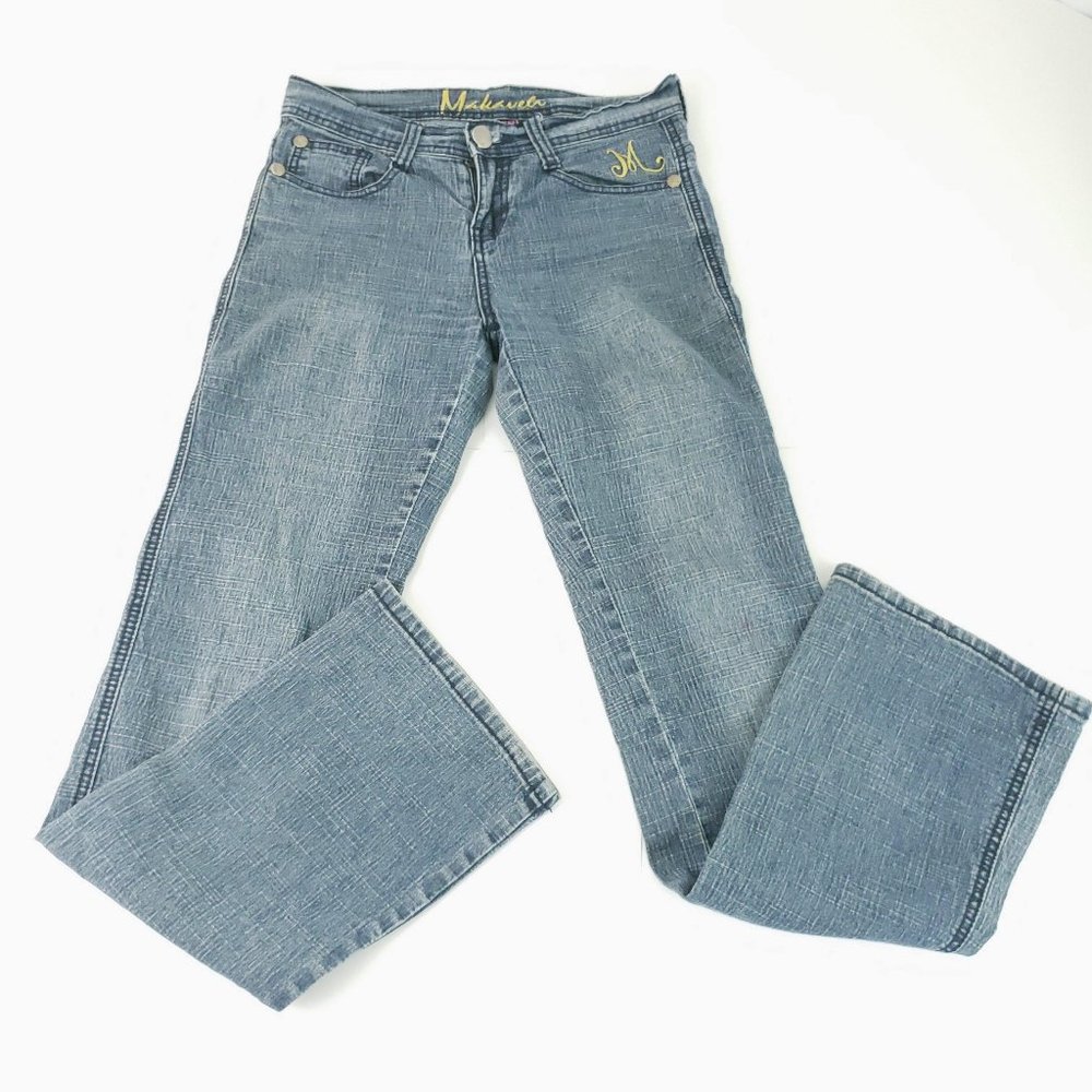 Makaveli Womens Embroidered Jeans Tupac Boot Cut